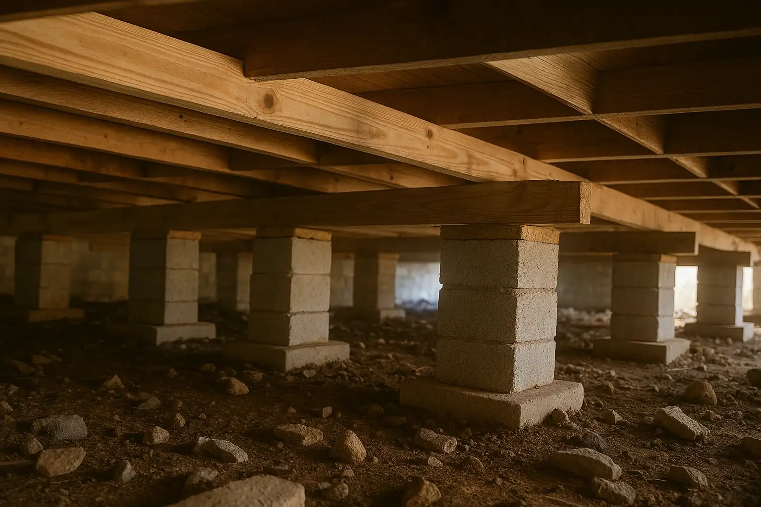 Pier and beam crawl space foundation repair in Houston