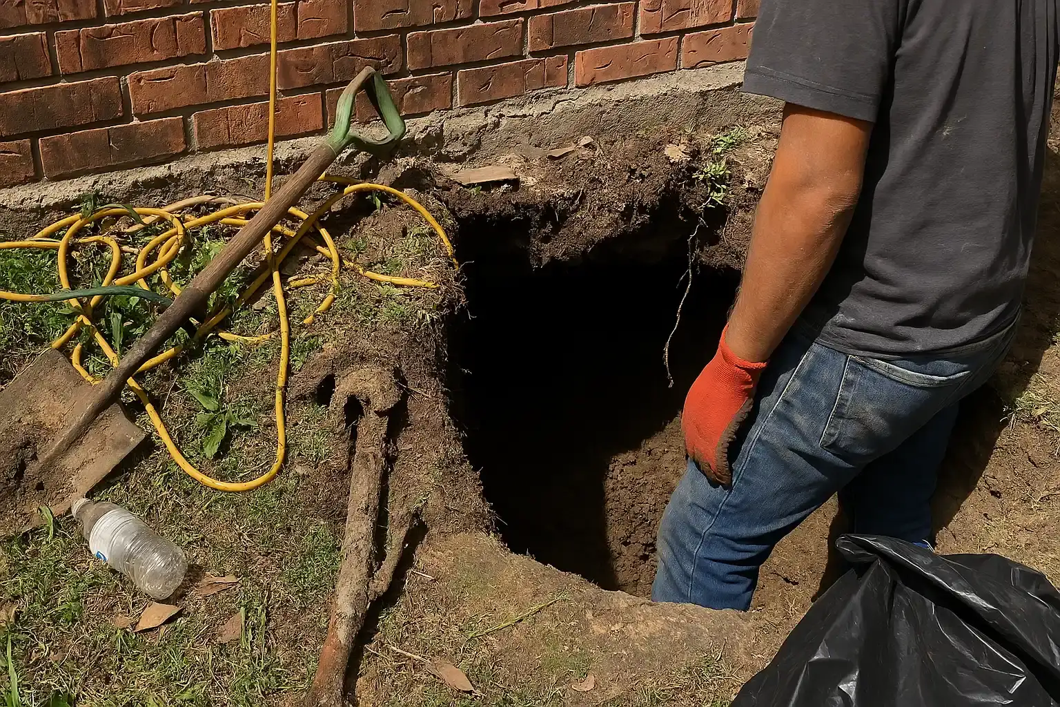 Under-slab tunneling excavation beneath a Houston home
